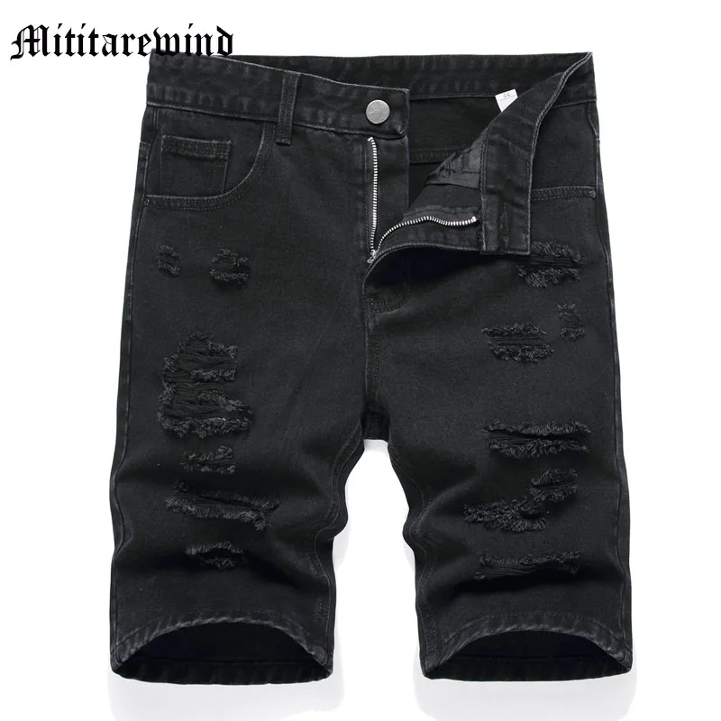 

Американская Мода, черная однотонная рваная Повседневная универсальная Молодежная уличная одежда в стиле хип-хоп, эластичная Повседневная Свободная прямая одежда