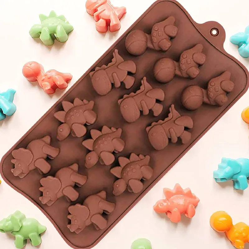 

Silicone Chocolate Mold Cartoon Animal Lion Bear Dinosaur Chocolate Candy Ice Cubes Children's Food Supplement Party Baking Tool