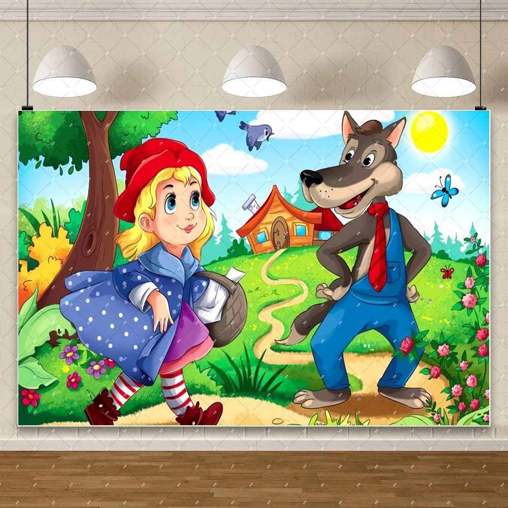 Индивидуальный фон с изображением Красной Шапочки из мультфильма детский для