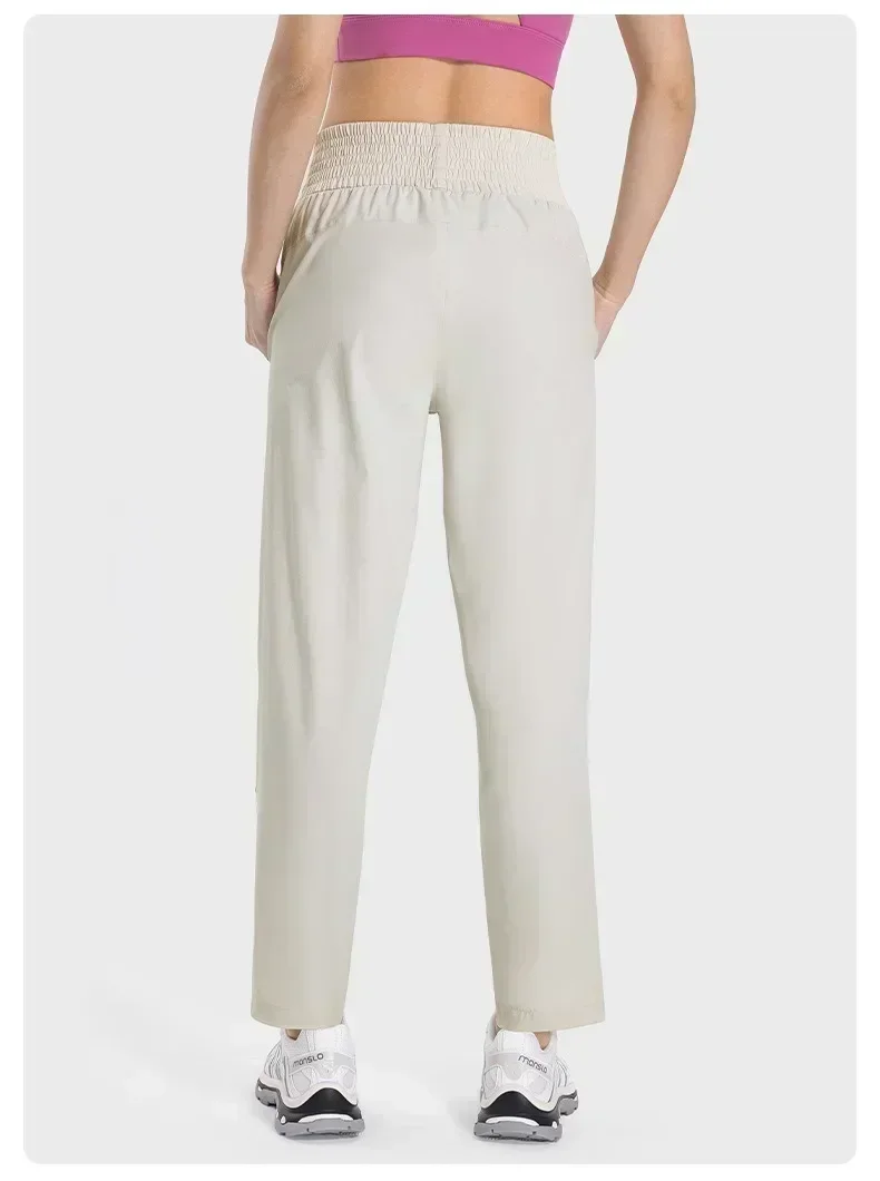 Лимонные женские уличные походные брюки для йоги с ощущением льда свободные