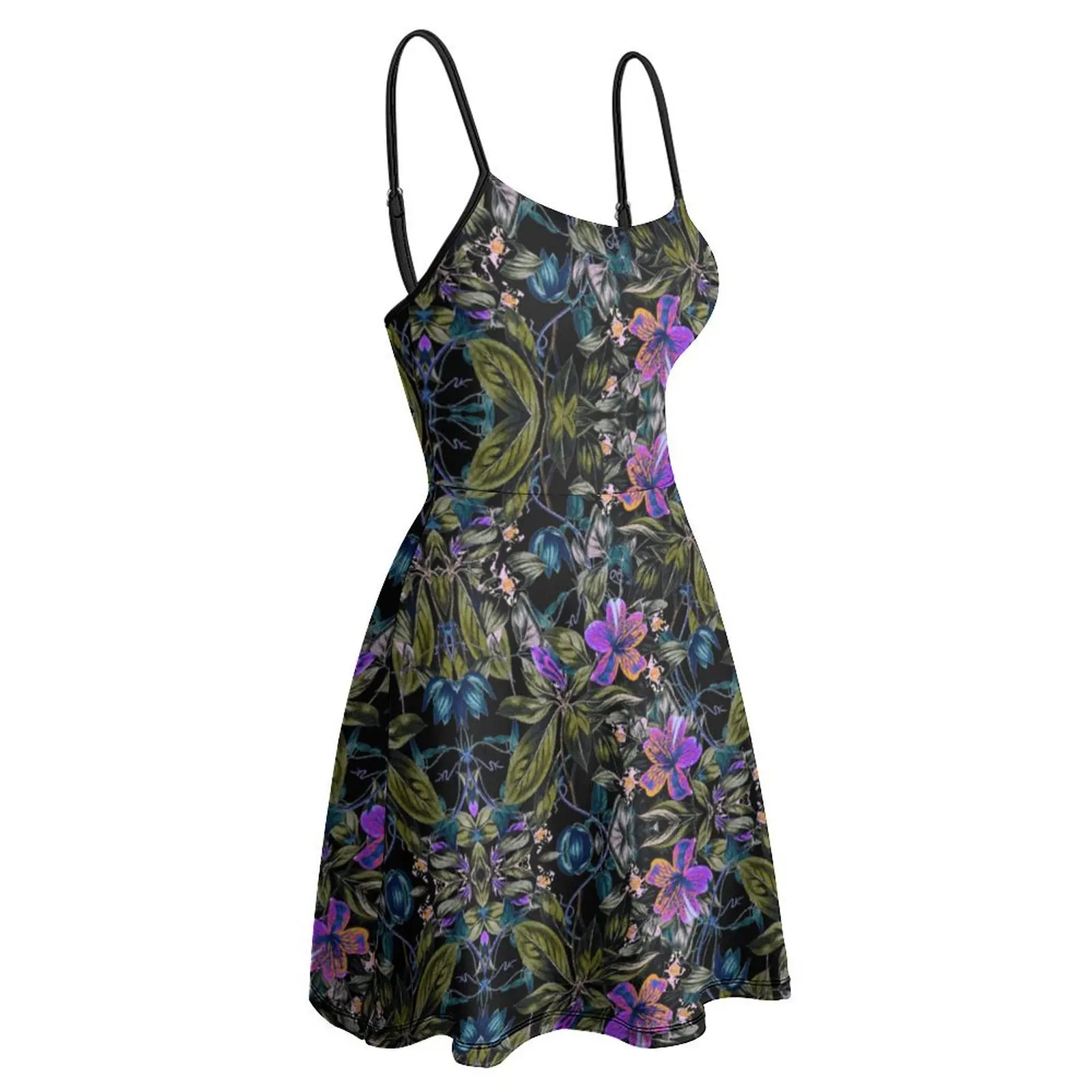 Женское платье на бретельках повседневное экзотическое с тропическим цветочным