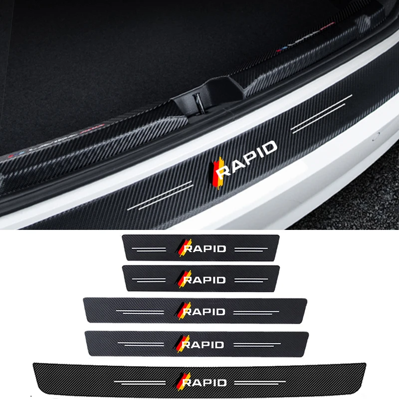 

Противоударная наклейка на порог автомобиля, устойчивая к царапинам, для Skoda Rapid Badg, полоска на порог двери, водонепроницаемая защитная пленка, аксессуары