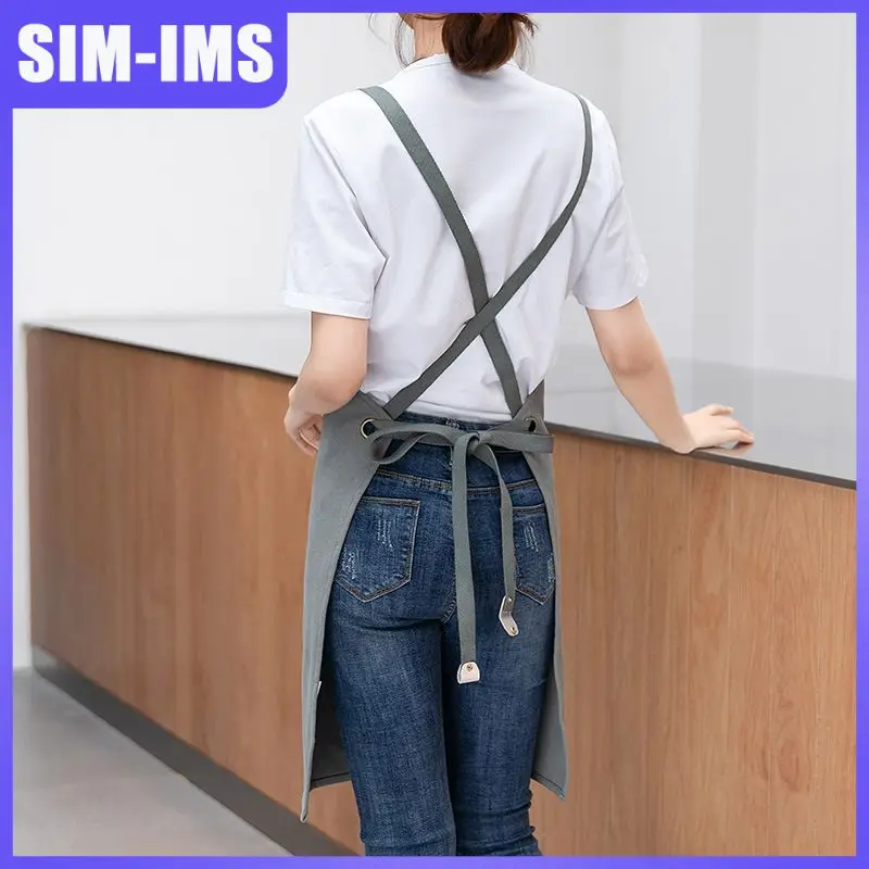 

Binding Design Kitchen Work Apron Waterproof Neck Band Design Flower Shop Uniform Aprons Nordic Style Multiple Slots