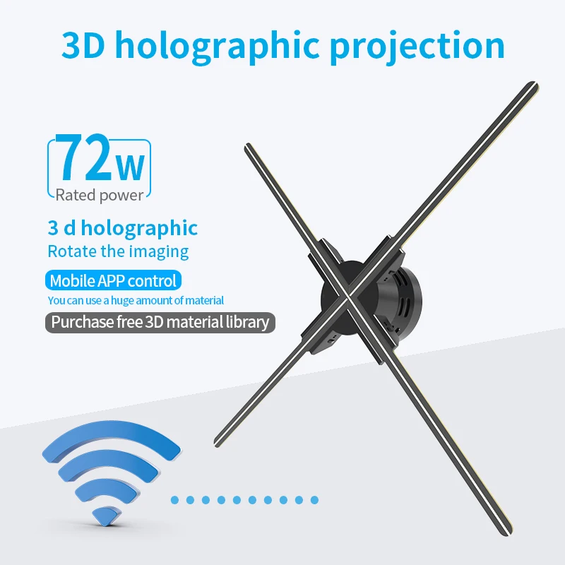 

2022 New 3D Holographic Fan Projector LED Neon Lights Holographic Projection Support Ios Android Wifi Advertising Display Logo