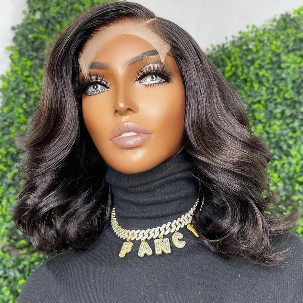 Бразильские Волнистые Короткие парики боб парик из человеческих волос на сетке