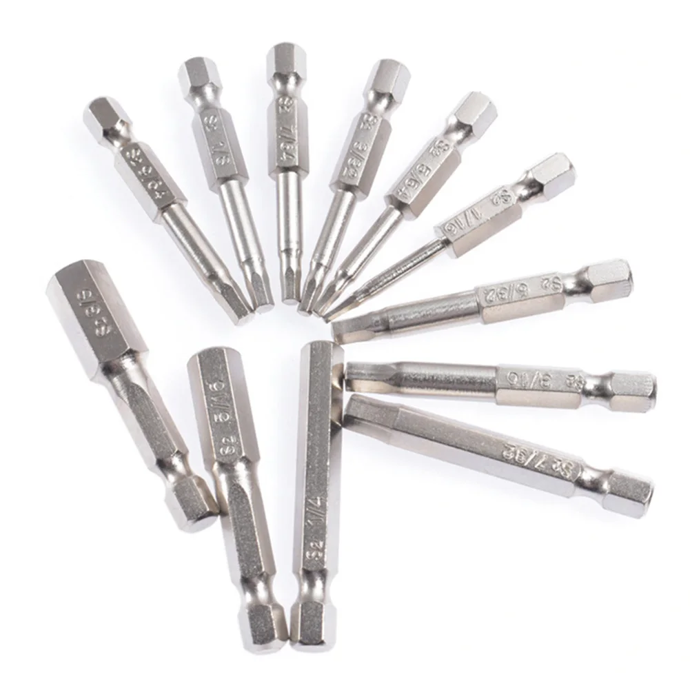 

12pcs 50mm Length Hex Screwdriver Bit Magnetic Hex Electric Screw Driver Hex Head Screw Driver Drilling Bit Hand Tool 1/16 1/8