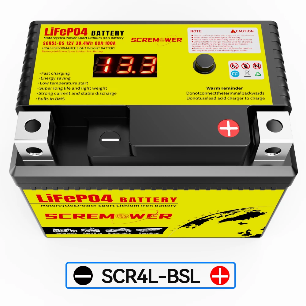 

5L-BS 12 В 3 Ач LifePO4 аккумулятор для стартера мотоцикла CCA 180A мощность 38,4 Втч литиевый аккумулятор для скутера с BMS для мотоцикла ATV UTV