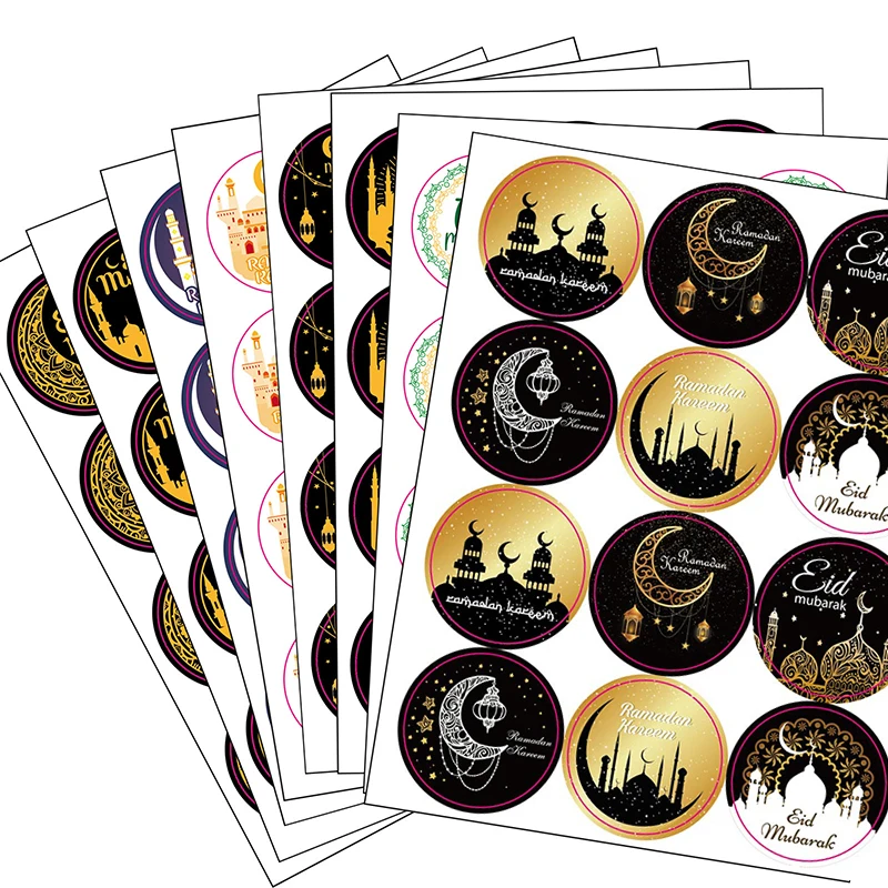 

60pcs New Stickers EID Mubarak Decoration Ramadan Kareem Favor Gift Lable Seal Sticker Islamic Muslim Eid al-fitr Decor Supplies