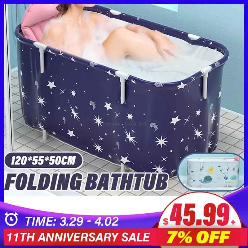 Large Bathtub Adult Bath Tub Barrel Sweat Steaming Plastic Thicken Portable Bathtub Home Sauna Insulation Folding Bath Bucket