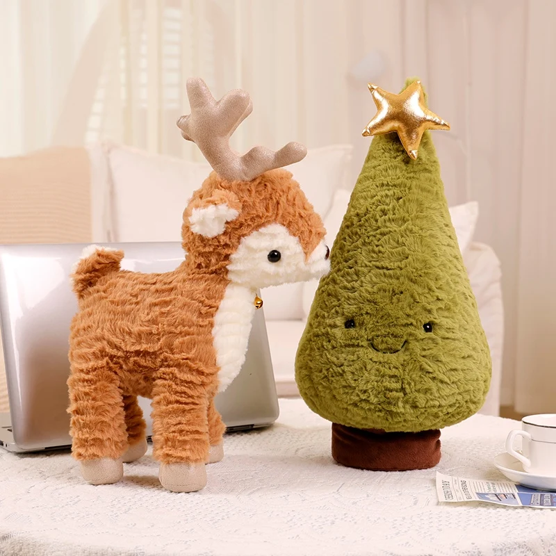 

Искусственное дерево, плюшевые игрушки, милая плюшевая подушка, лосят, олень, куклы, желающие елки, набивные для рождественского платья