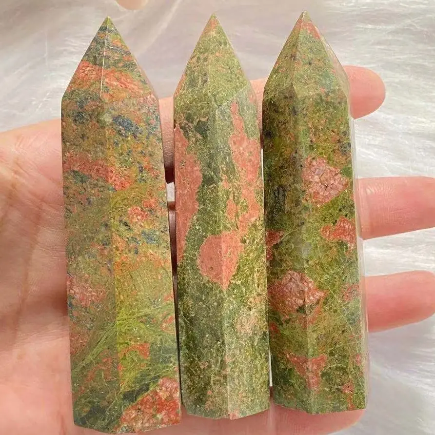 

Natural Flower Green Gem Little Column Crystal Wand Energy Healing Home Office Decoration Craft Gifts Mineral Specimens 70-90mm