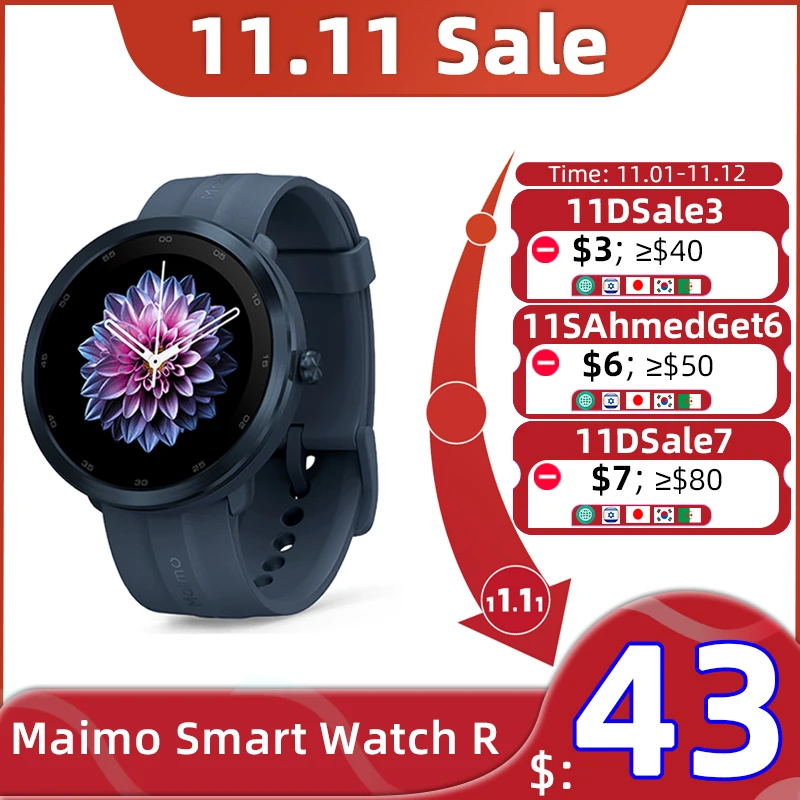 Смарт-часы maimo R с экраном 1 3 дюйма 7 цветов водостойкие до 5 атм - купить по выгодной - Цена: 4979.01