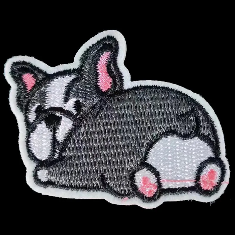 

Embroidery Animal Patch Crouching Bulldog Logo Iron on Patches for Clothing Accessories Diy 3D Stickers Strange things Gifts