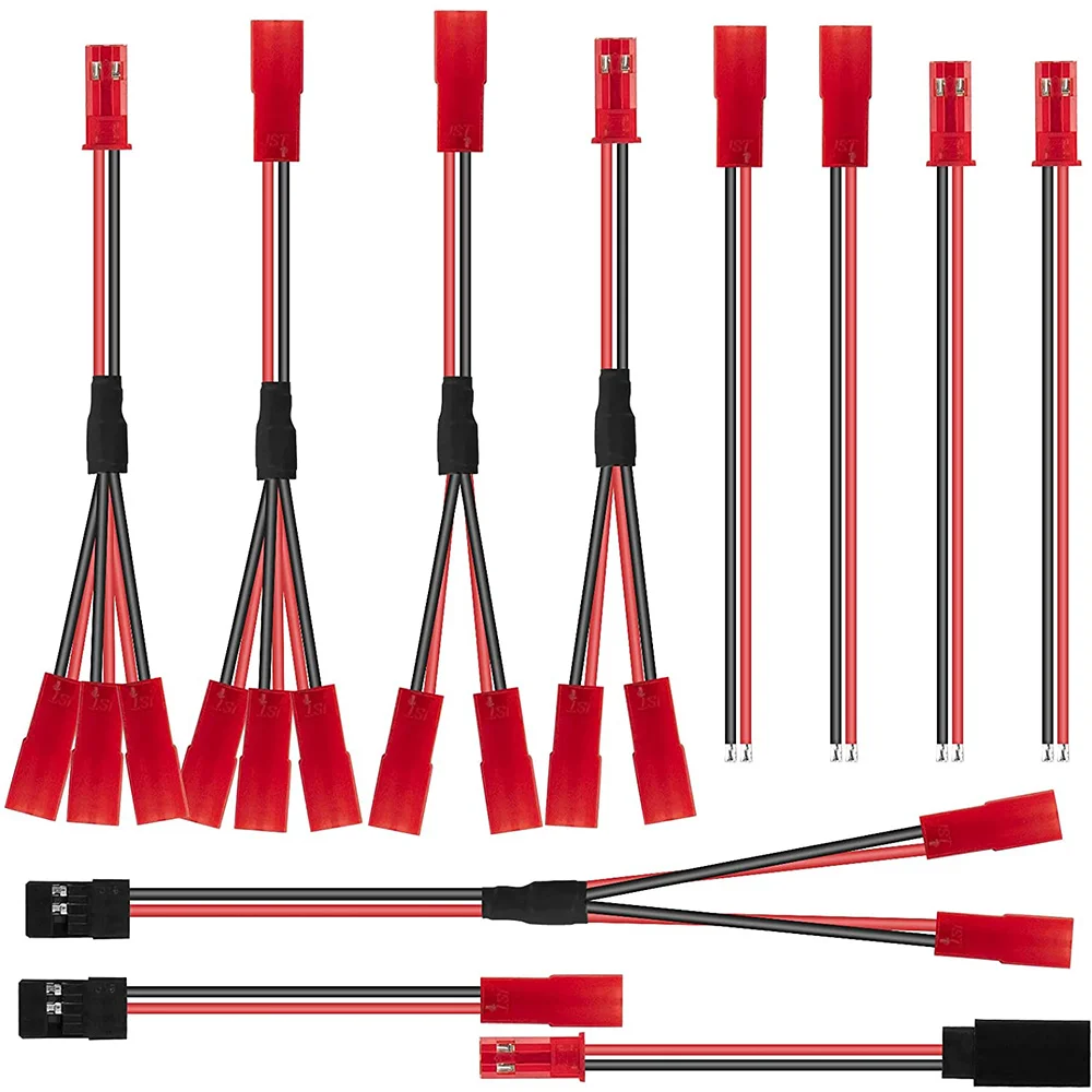 11 шт., разъем JST, сплиттер JST, мужской, женский, Y-образный кабель, адаптер JST-JR для Traxxas TRX-4, Автомобильный Вентилятор охлаждения RC, мотор аккумулятора ESC