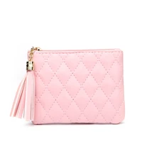 fashion tassel coin purse for women solid color short change pouch with key chain korean style zipper wallet high quality bag