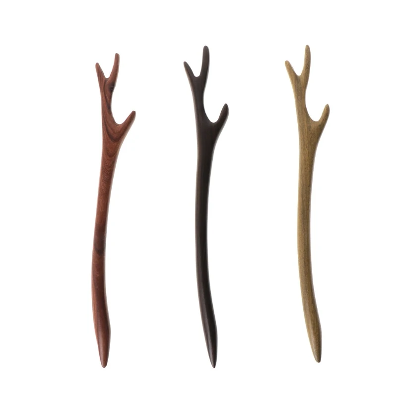 

Retro Hair Antler Barrette Natural Hair Chignon Pin Decoration