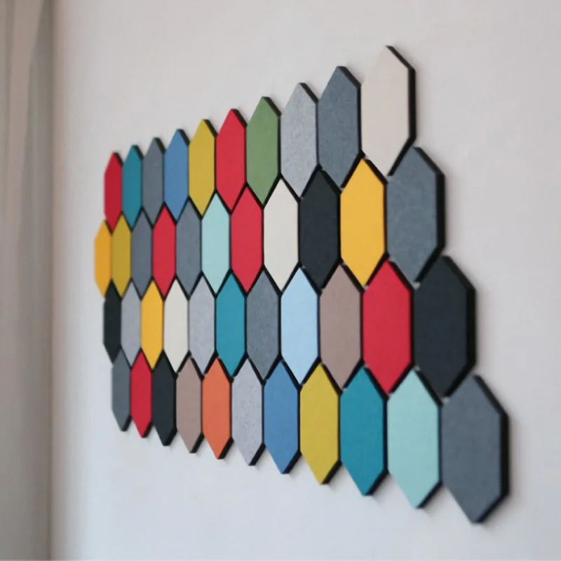 Geometric 3D Hexagon Wall Stickers Room Decoration Removable Decal Felt Colorful Decorative Sheet Mural Ornament Wall Decor