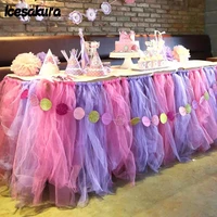 explosive gauze skirt european and american style solidcolor stitching table skirt party birthday wedding decorative gauze skirt