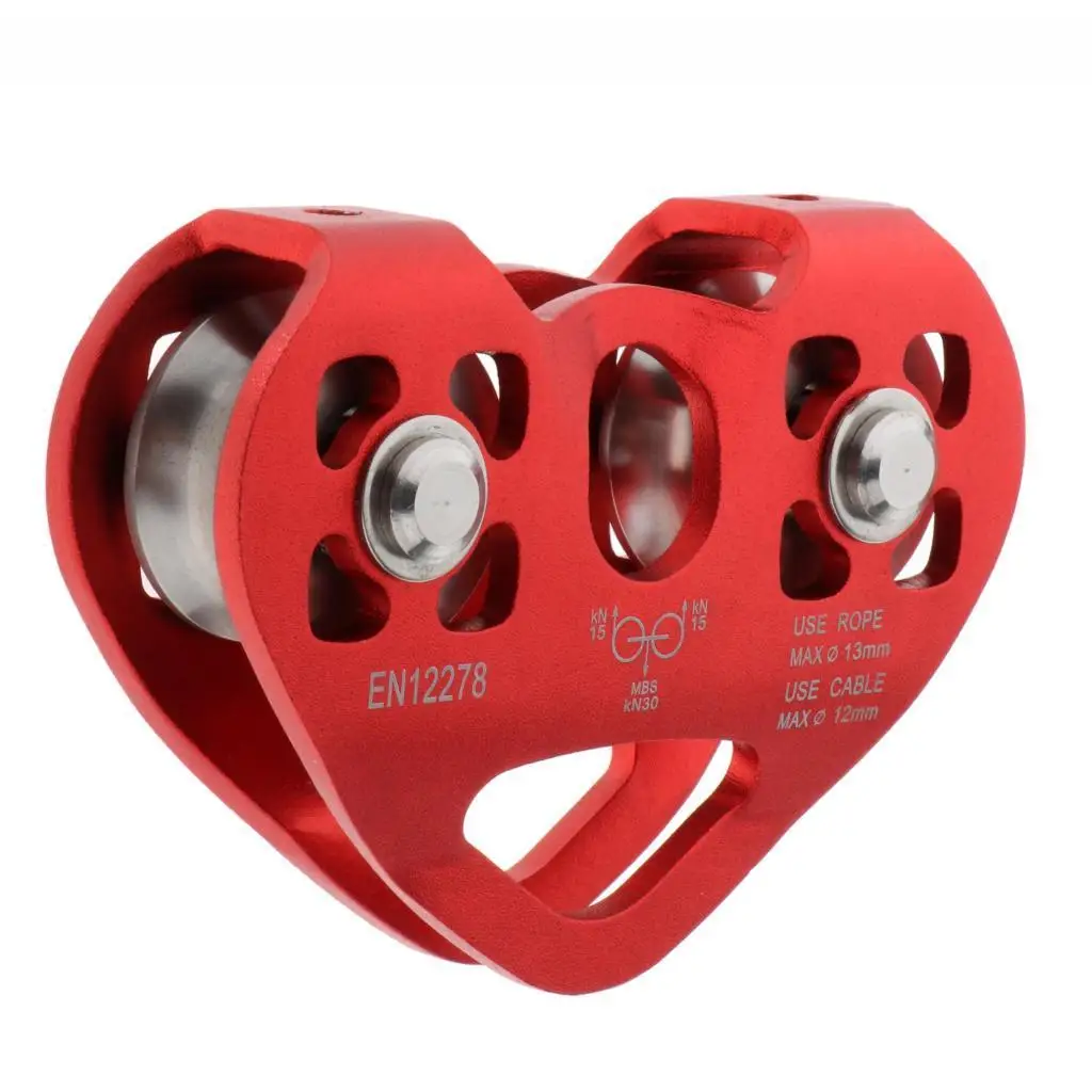 30KN скалолазание с двойным шкивом на молнии кабельная тележка шарикоподшипники