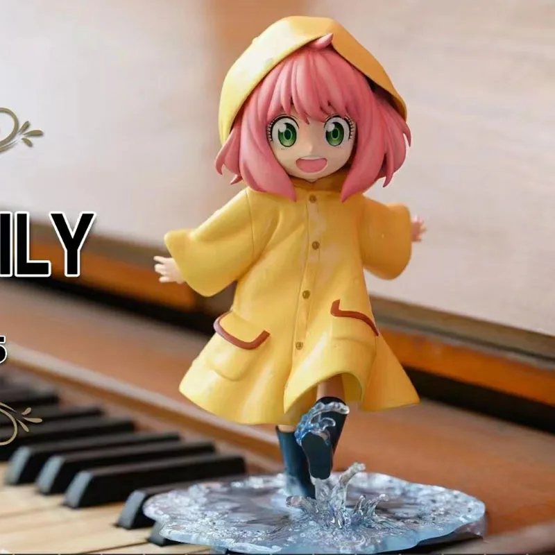 

15cm Anime Spy X Family Series Raincoat Ania Fudge Cute Kawaii Collectible Figures Model Desktop Decoration Ornament Girls Gift