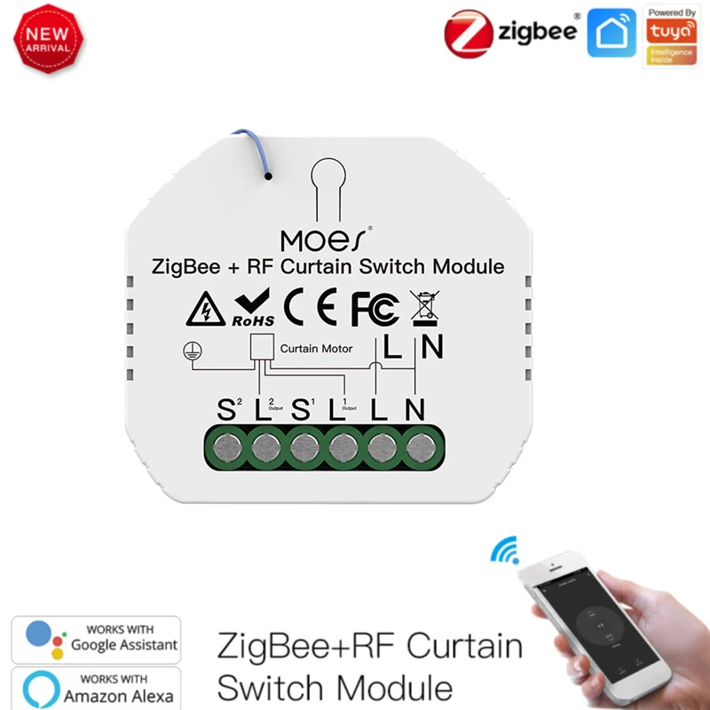 

Tuya ZigBee RF433 Smart Curtain Switch Module Motorized Roller Shutter Blinds Motor 2MQTT Work With Alexa Google Home