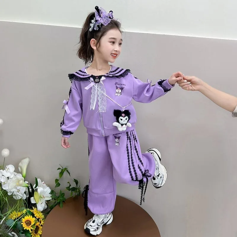 Sanrio костюм Kuromi для девочек весенне-осенний модный новый детский стильный свитшот