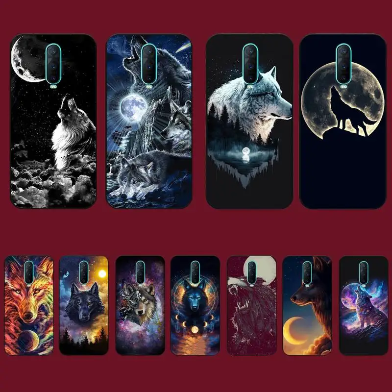

Moon Roaring Wolf Phone Case for Vivo Y91C Y11 17 19 17 67 81 Oppo A9 2020 Realme c3