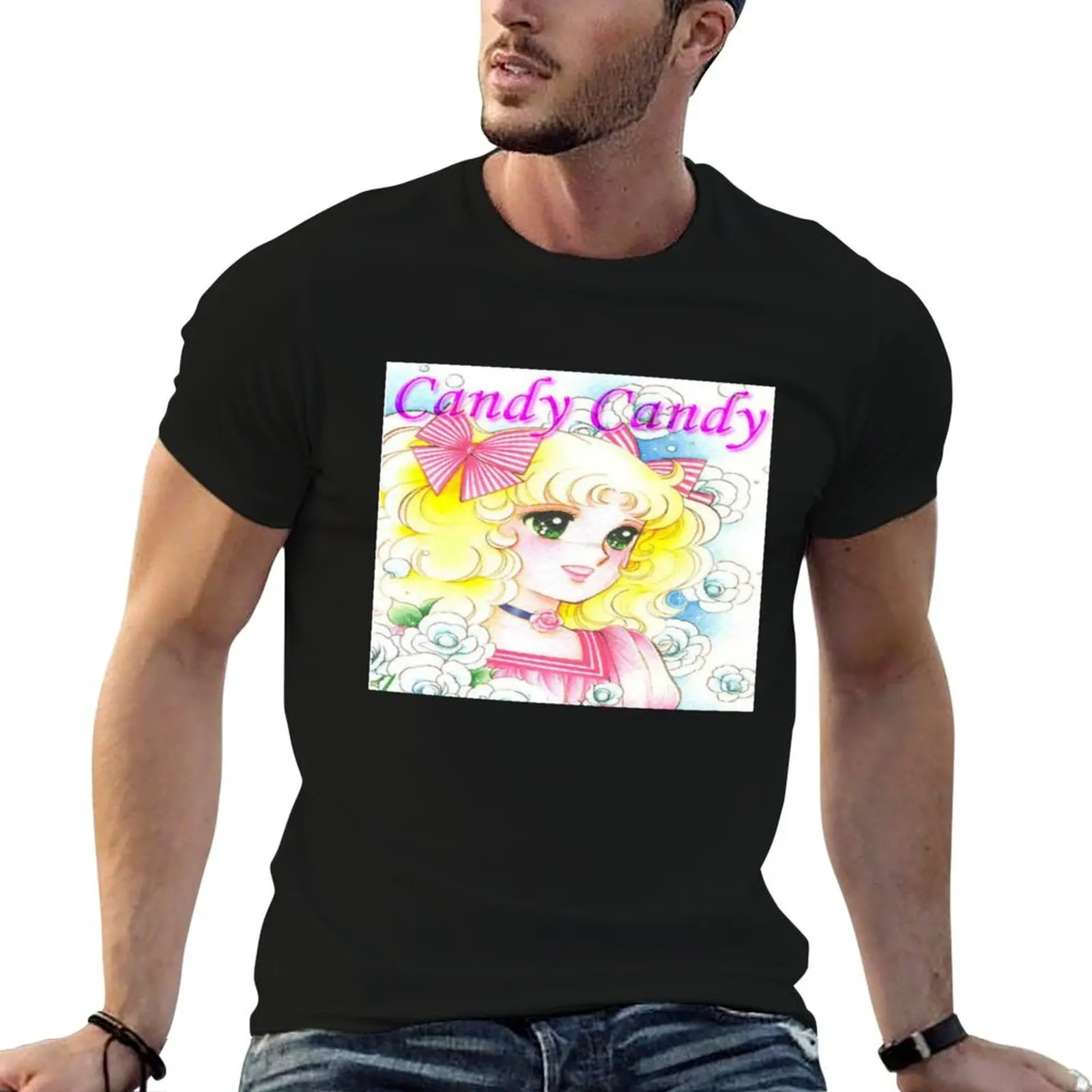 Футболка CANDY CANDY-MANGA ANIME синие арховные винтажные футболки одежда в стиле хиппи