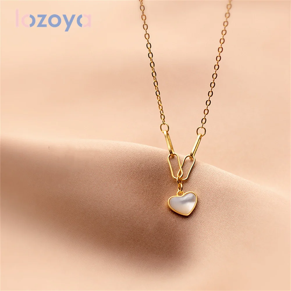 

Женская цепочка Lozoya, из серебра 925 пробы, с подвеской в виде белого сердца