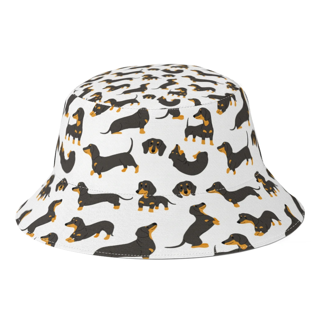Dachshund Dog Fisherman Hats Unisex Customized Animal Lover Spring Bucket Hat Outdoor Bob Femme Gorro Sun-Proof
