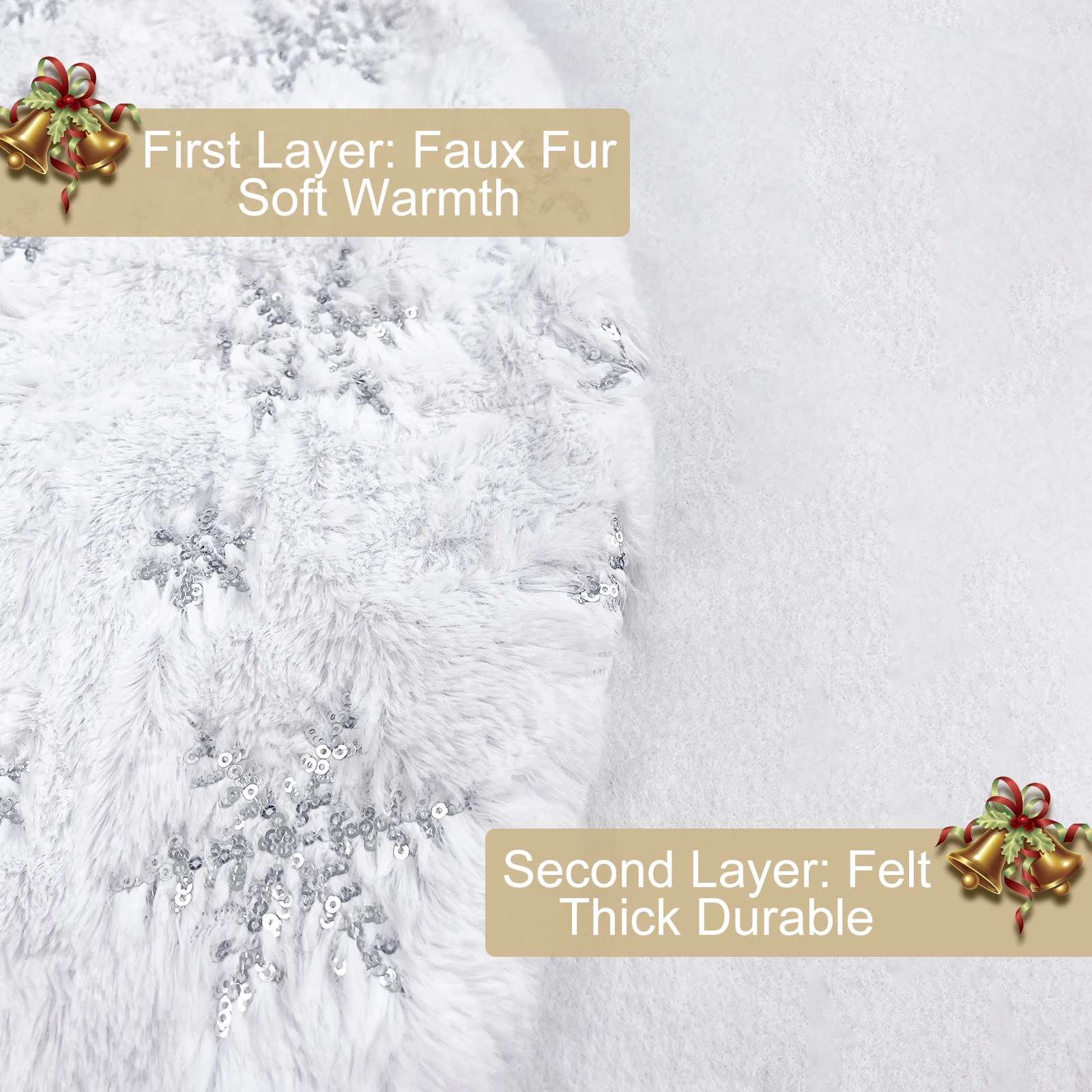 Белая Юбка Для Рождественской Елки Роскошное Искусственное Мех С Серебряными