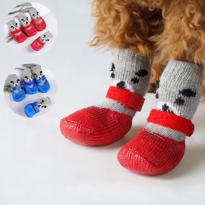Носки для собак водонепроницаемые теплые вязаные носки кошек и обувь устойчивые
