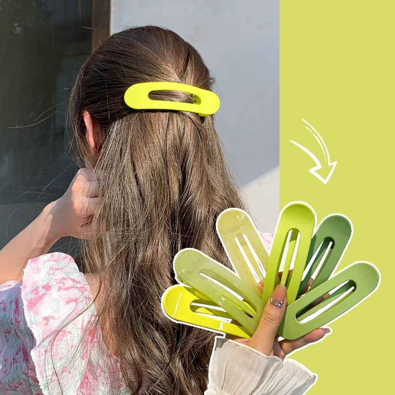 Корейские большие матовые заколки для волос зеленого желеобразного цвета женщин