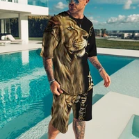 the lion king summer streetwear mens outfit sportswear oversized 3d printed t shirt shorts mens t shirt fashion outfit
