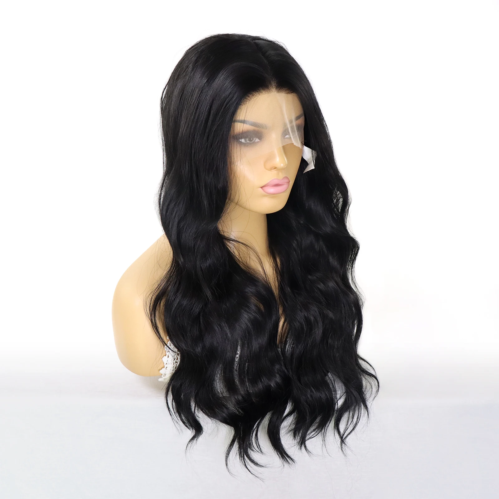 Черные объемные волнистые синтетические волосы 13x3 Парики спереди для женщин
