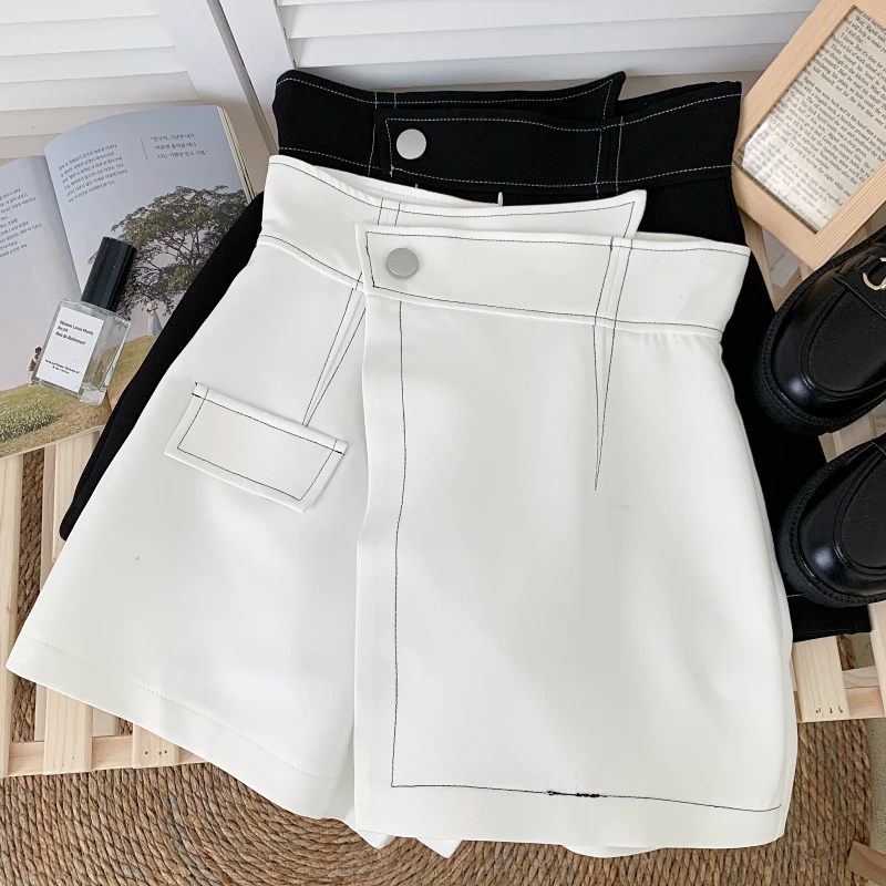 Irregular Design Sense High Slimming Pantskirt Wide Leg Pants Casual Shorts Women's Trendy 2023 Summer New Short Pants