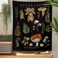 vintage magic mushrooms tapestry wall hanging witch hands mandrake root mushrooms plants home decor decoration mural decor