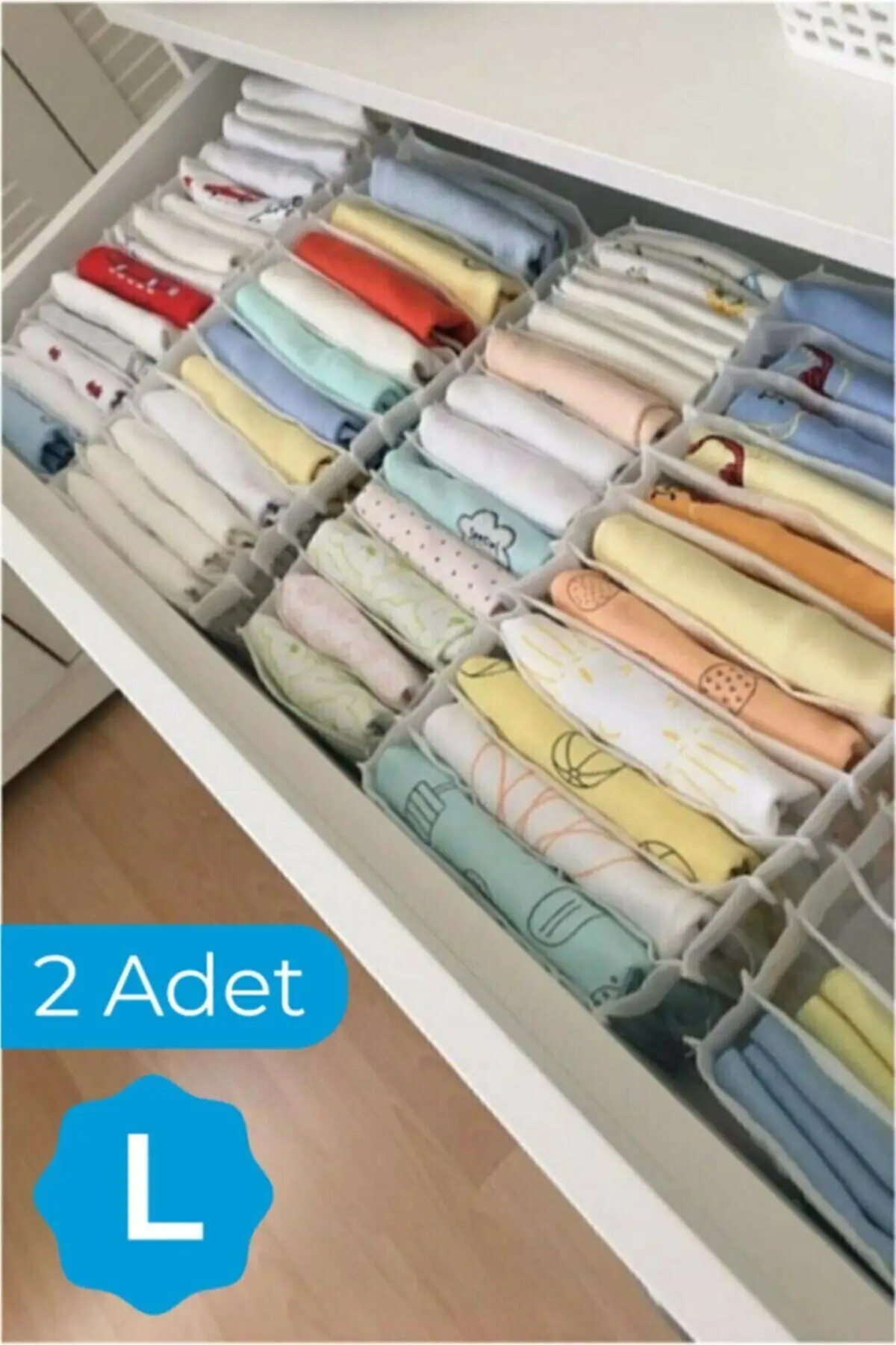 

2 Pieces - Large Drawer Organizer with 8 Compartments - 2 Pieces 27X35X17