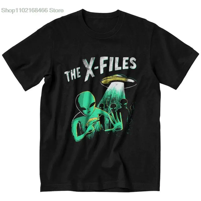 

The X Files T Shirt Men Cotton Tshirt Graphic Tee Short Sleeves I Want To Believe Aliens UFO T-shirts Loose Fit Clothing Gift