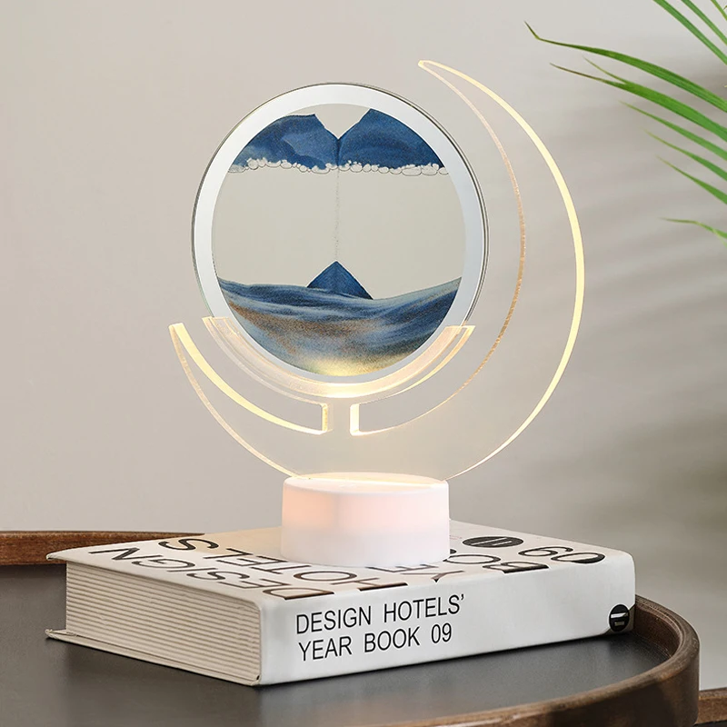Quicksand Night Light with 7 Colors USB Sandscape Table Lamp 3D Natural Landscape Sand Art Bedsides Lamps Office Home Decor Gift