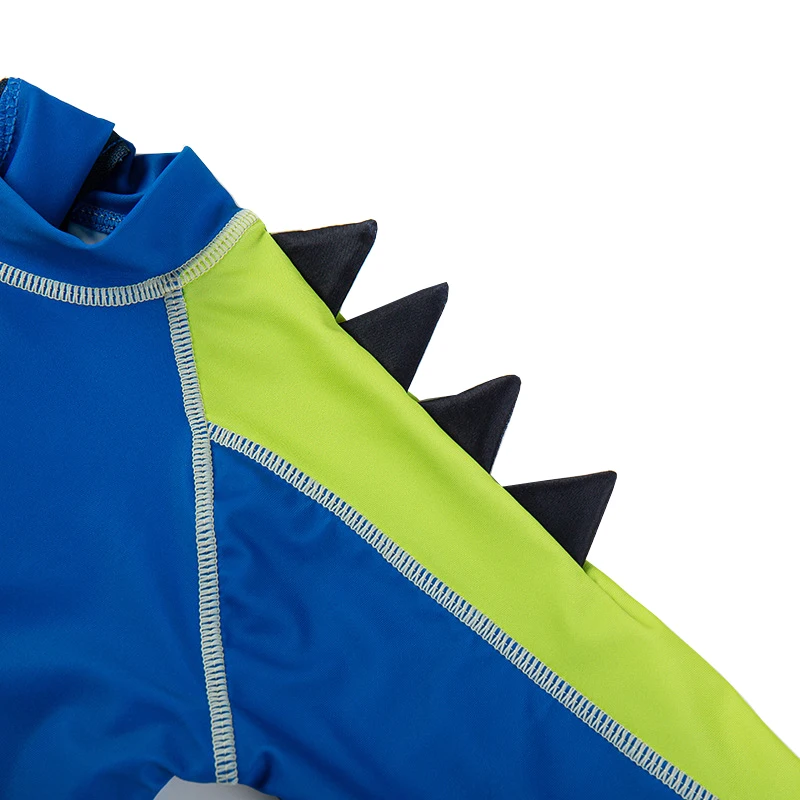 Swimsuit for Kids Boys Dinosaur Print Children's Swimwear with Long Sleeves Sunscreen Cap UV Swimming Suit Summer Beach Clothes
