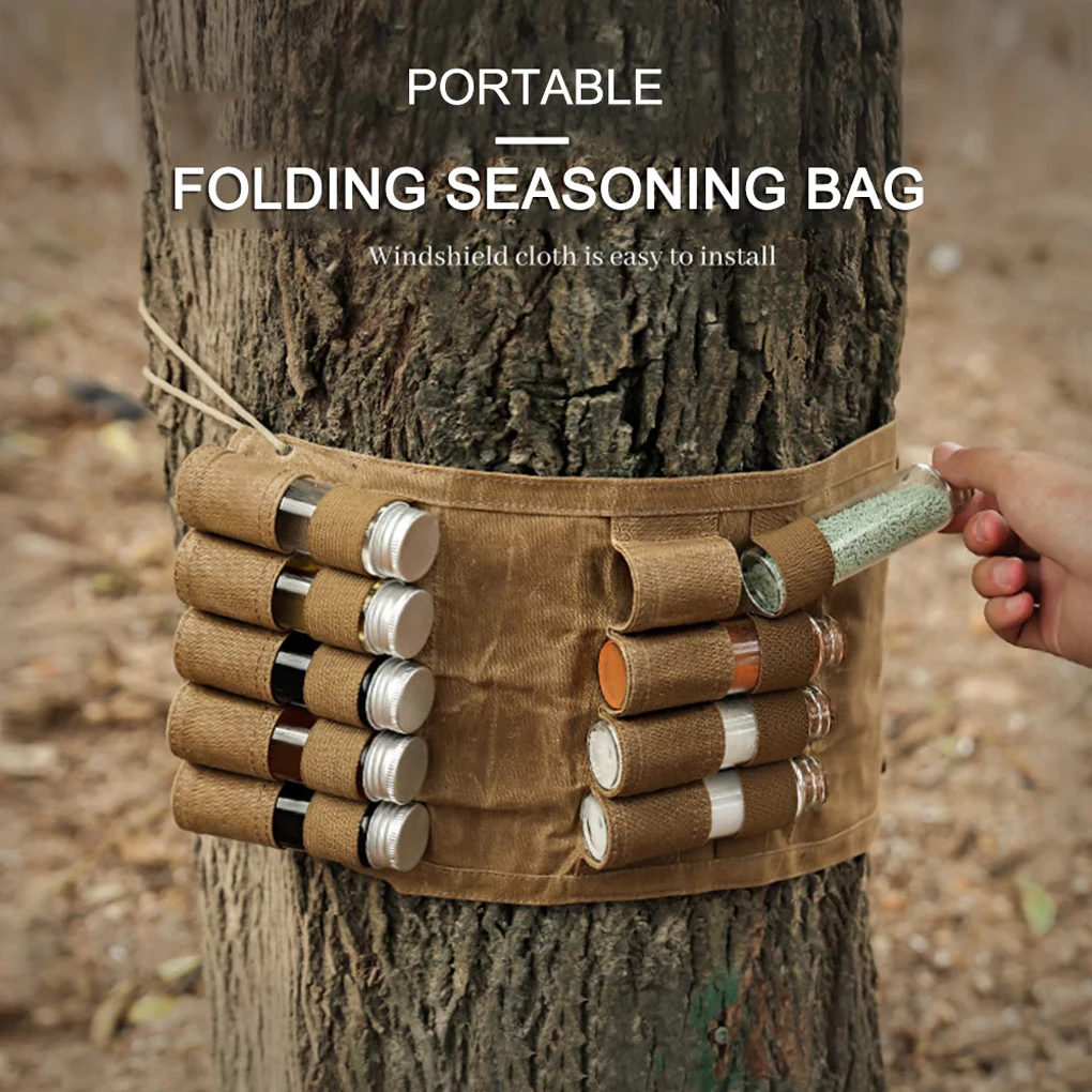 

Outdoor Camping Spice Bottle Storage Bags Set Camping Picnic Seasoning Bottles Storage Bag Portable Condiment Jar Cruet Holder