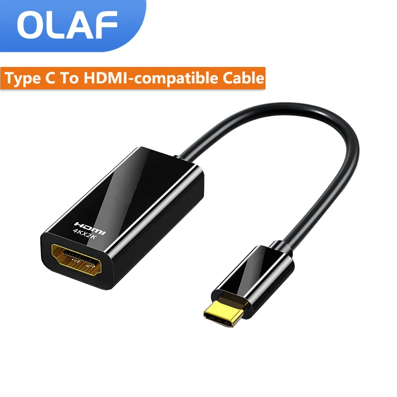 Olaf USB C To HDMI-compatible Converter Cable Type C to HD-MI Video Cable Type C Adapter  for MacBook Laptop