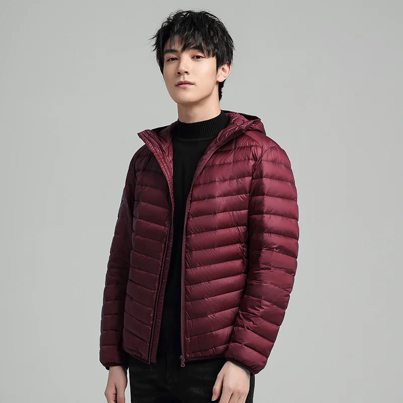 Meilly Gecko 2022 New Pattern Autumn and Winter Male Thin Short Leisure Wild White Duck Down Hooded Down Jacket