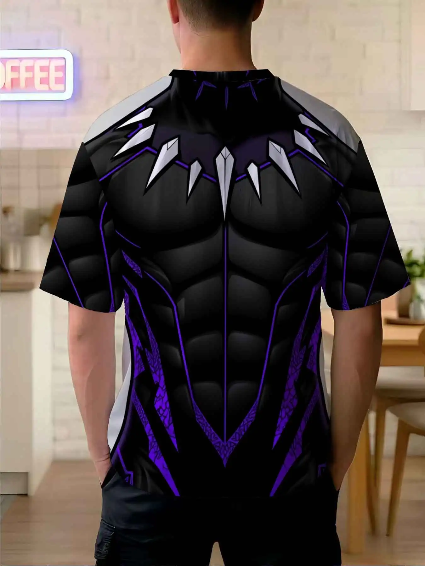 Новая мужская футболка с принтом 2026 года: Marvel Black Panther, трендовая футболка с принтом в стиле героев, для фитнеса, повседневная, с круглым вырезом (art.: 3920d98987ba3) - 3920d98987ba3