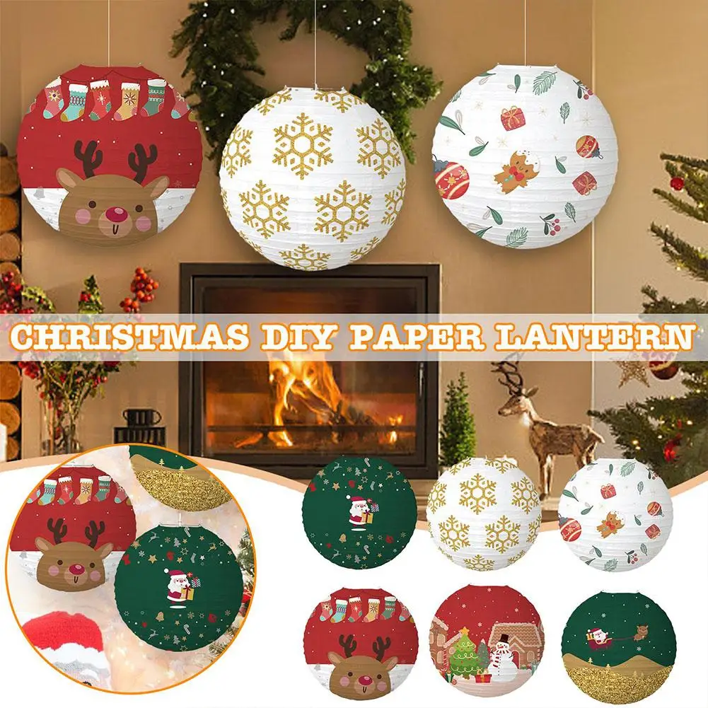 

Christmas Paper Lanterns New Year Christmas Party Decoration Supplies Lanterns Portable Diy A5k5