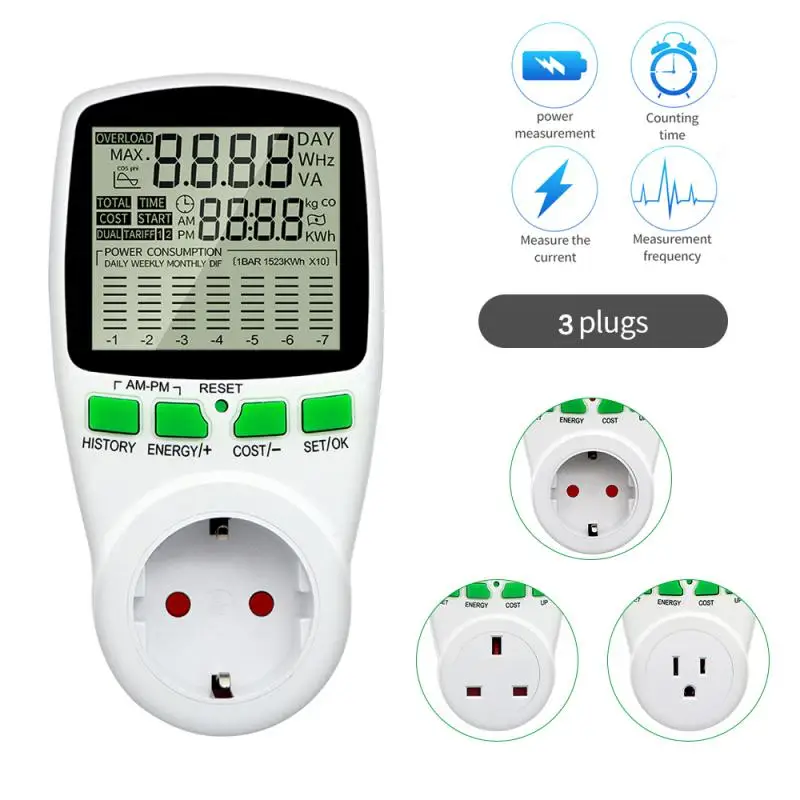 

Умный измеритель мощности переменного тока, ваттметр, счетчик энергии, измеритель энергии, кВтч, напряжения, частоты, электроэнергии, ЖК-дис...