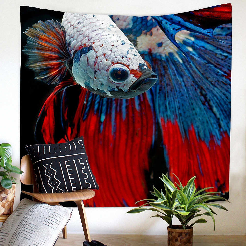 

Betta Tapestry Wall Hanging Cloth Vintage Decorative Banner Flag Ornamental Fish Poster Wall Art Canvas Painting Sticker Mural