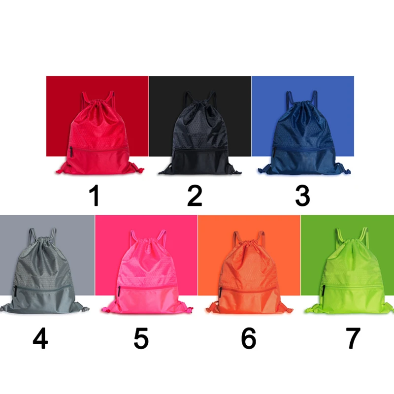 Nylon Large Capacity Sports Bag Women Men Backpack Wear Resistant Anti-splash Outdoor Drawstring Lock Riding Solid Zipper Pocket