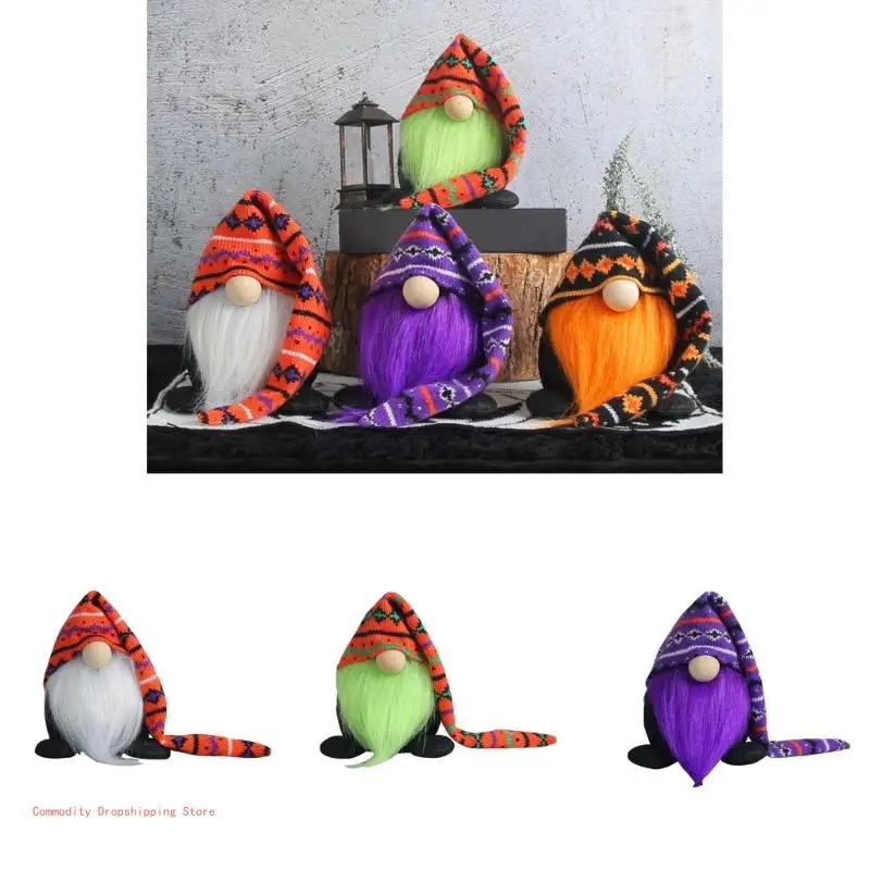 

Halloween Gnomes Striped Faceless Desktop Ornament Scandinavian Tomtes Gift